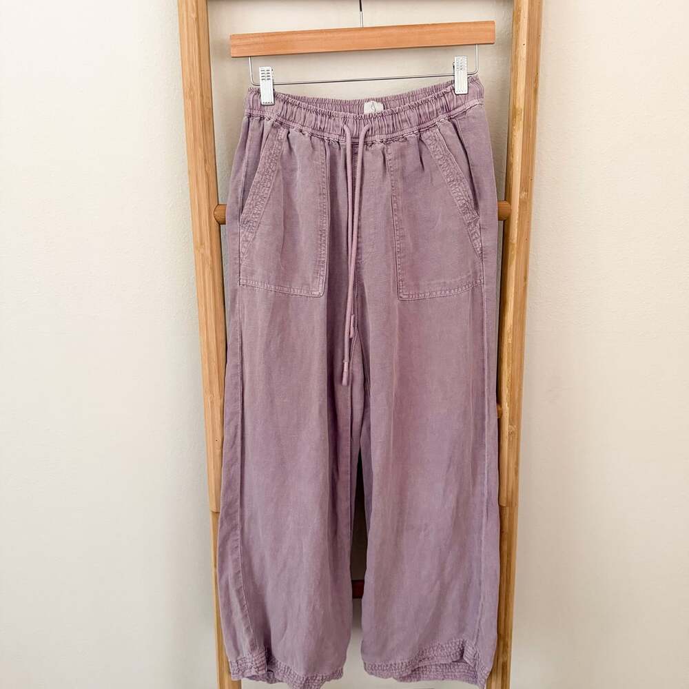 Joie Linen Lyocell Pants Women’s XS Purple Wide Leg Pull On Drawstring